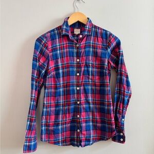 J. Crew Blue and Red Button Down Shirt